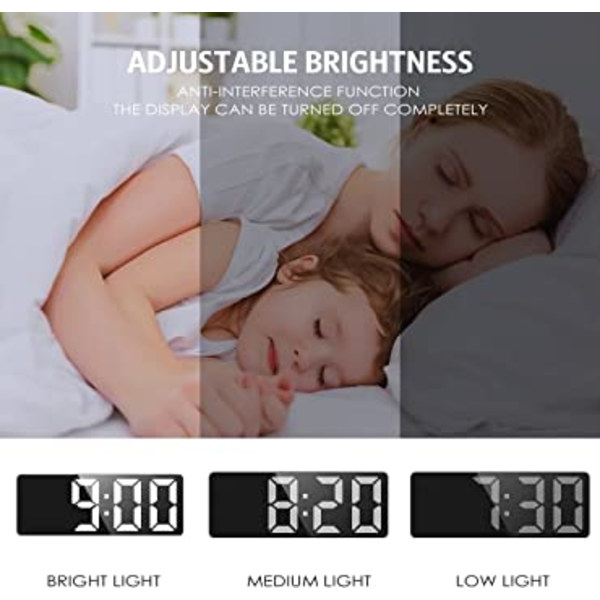 Digitaalinen herätyskello, Yöpöytäkello isolla LED-näytöllä, A