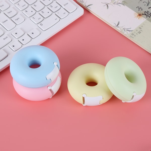 Rosa Donutformad Tejpdispenser, 7,5*7,5*3cm Mini Adhes