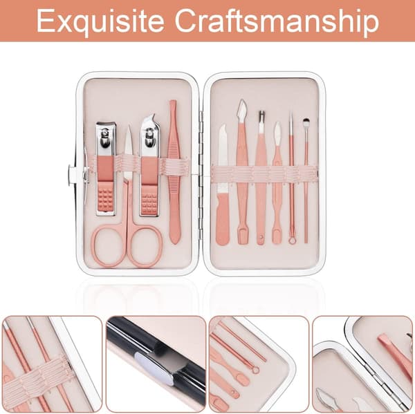 (Rose Glod)Manicure Pedicure Kit, 10pcs Manicure Pedicure Kit Pr
