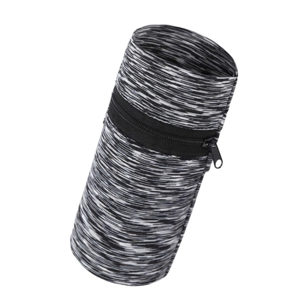 En sort og grå stribet håndledstaske, sportshåndledstaske med lynlås, su