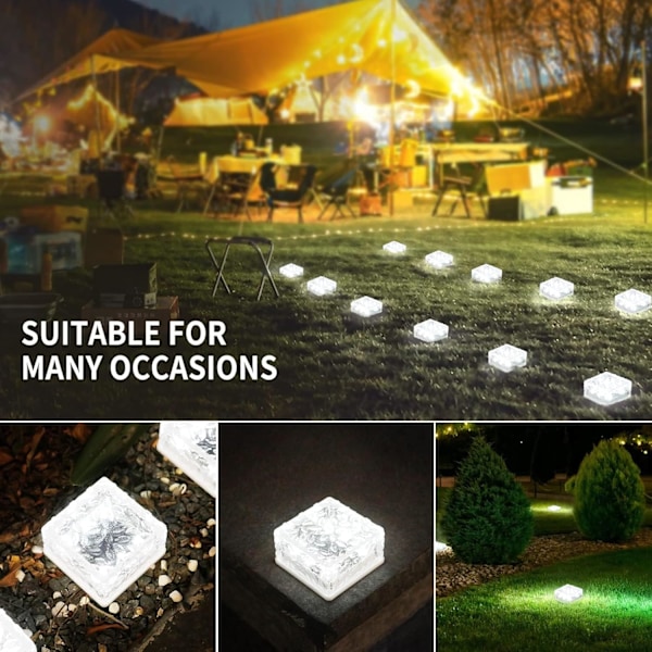 4-pak Solcelle Murstenslys, 10*10*5cm Udendørs Solcellelys, Issten Cube Lys (Hvid)
