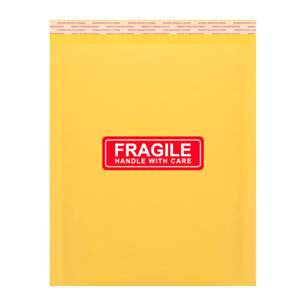 1 rull / 150 etiketter, med rød Fragile Warning Label Sticker, Han