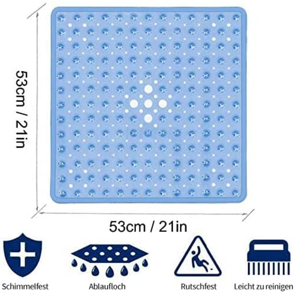 Liukumaton neliön muotoinen kylpymatto (sininen)