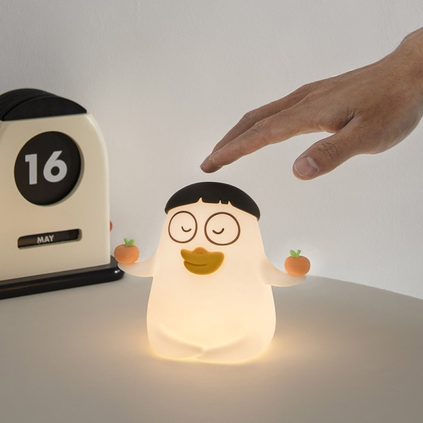 (Hatt) Pat Duck Silikon Nattlampa Sovrum Sängbord Söt Prydnad Kreativ Healing och Dekompression Födelsedagspresent