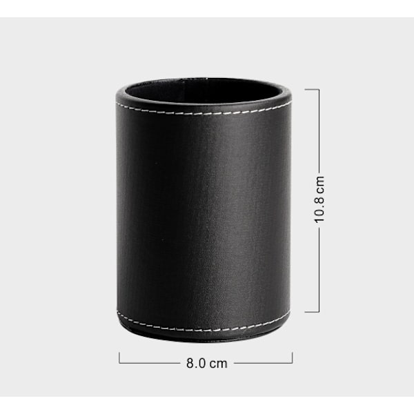 Læder skrivebord blyant pot, skrivebord pen holder skrivebord pen pot, rund PU L