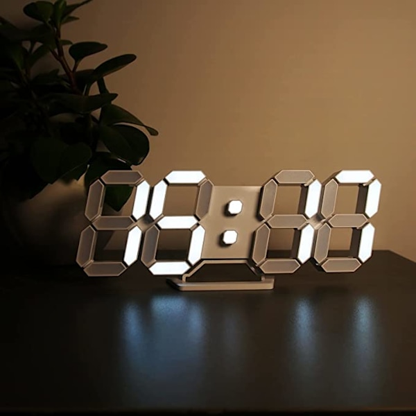 3D LED-seinäkello, pieni herätyskello, 12/24 tunnin lämpötila