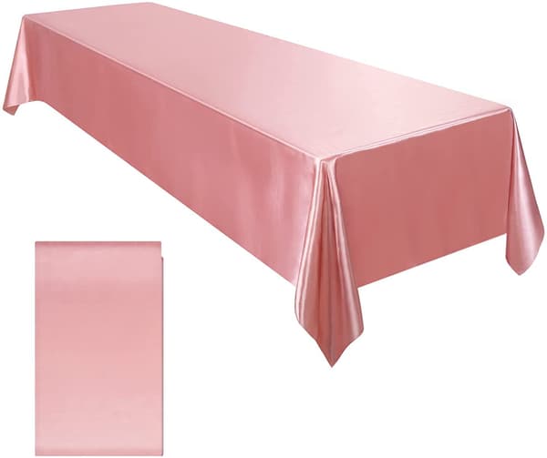 Rektangulær dug i rosaguldfolie, 146x260cm, plast Alumin