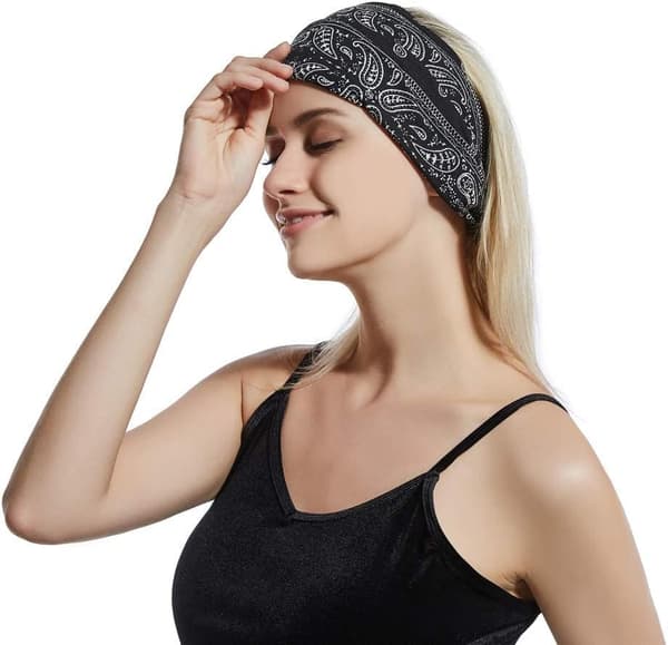 Yoga Hodebånd Bred Elastisk Hodebånd Boho Hårbånd Blomster