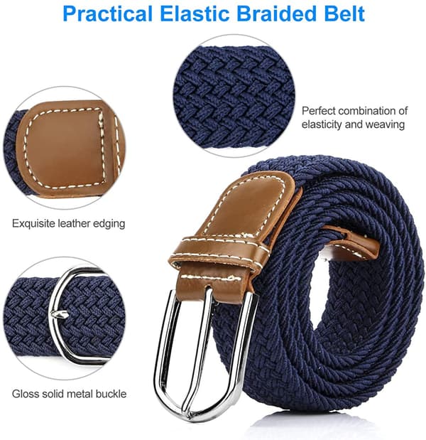 2-pack damvävda stretchbälten blå + svart herr elastiskt bälte
