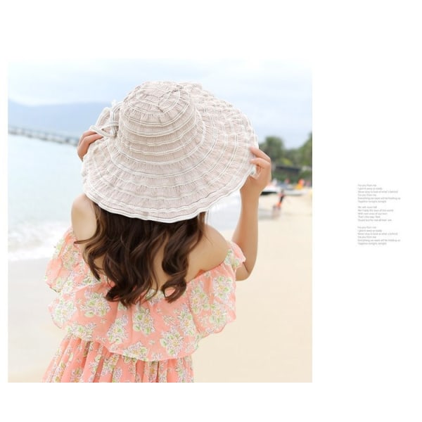Kvinde Vintage Beach Sun Hat Folding Travel Sommerhatte med bred skygge
