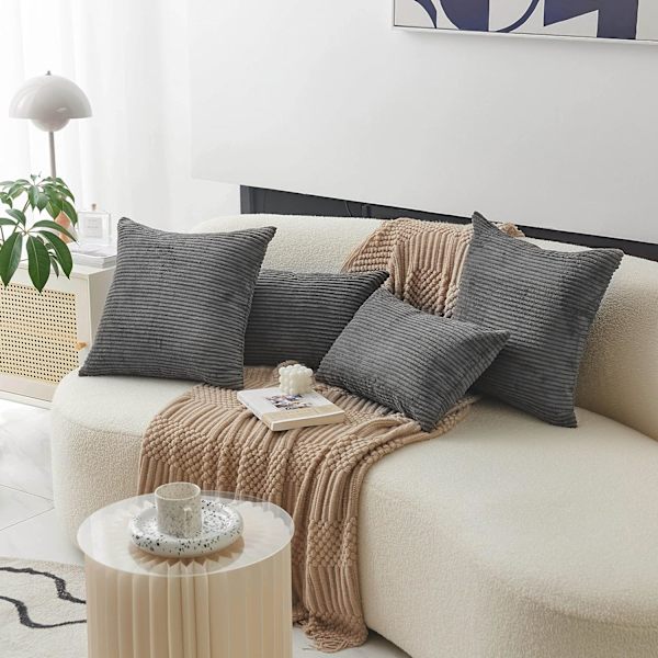 (Mörkgrå) Kuddfodral set om 2 sammet kuddfodral 45x45 cm,