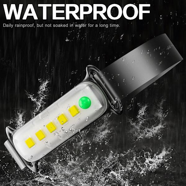2 stk. Hovedlampe 3 Switch Modes COB LED Hovedlys Vandtæt