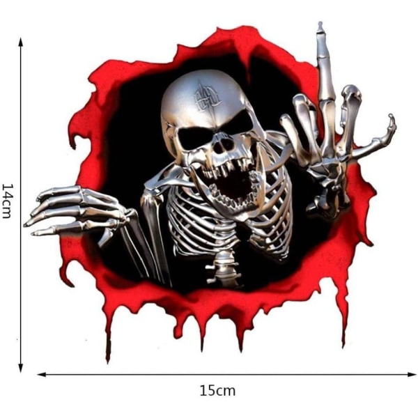 Autocollant de voiture de crâne en metall refléchissant 14 * 15cm