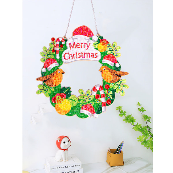 Jul - Gran Krans 7D Jul Dörrkrans - DIY Diamantmålning - Påsk Halloween Dekoration - Väggdekor