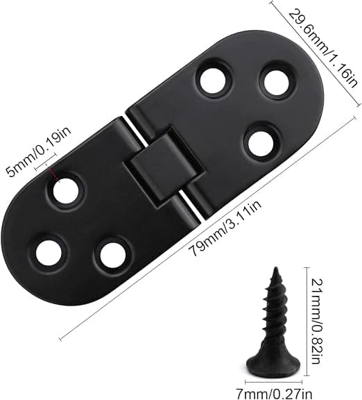 4-delt sammenleggbar klaff (svart med skruer), solid messing hengsel, ci