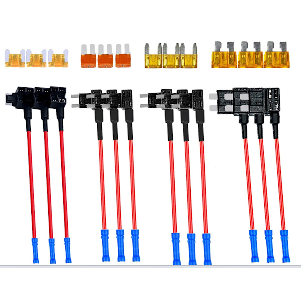 12 kappaletta 12V-24V 20A Pieni lisäpiiriautosulakepidike, sovitin