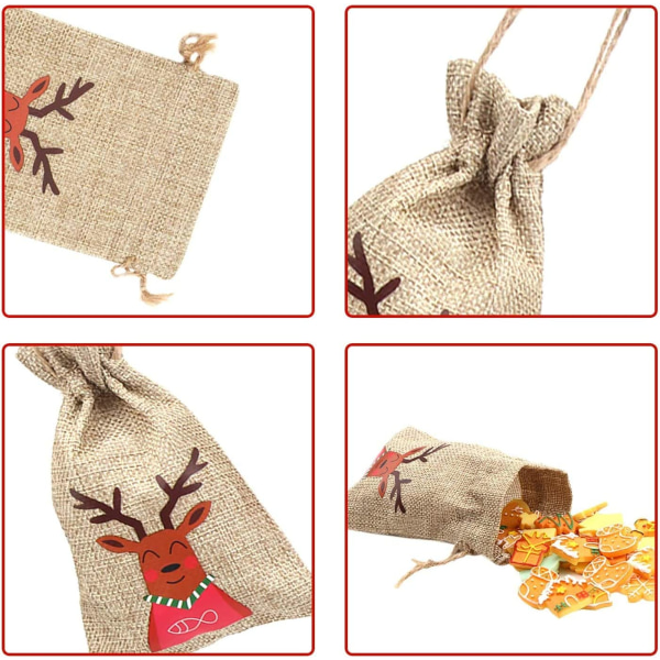 Jul Jute Burlap Väskor, Jul Jute Linne Burlap Dragsko Gi