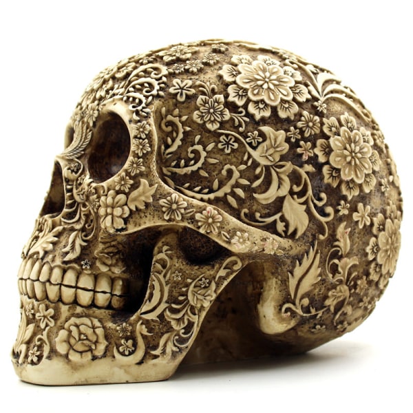 Creative Skull Flowers Sculpture 8,1'' Human Head Skeleton S