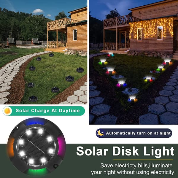 12 LED solcelle-jordlys utendørs, 8-pakning