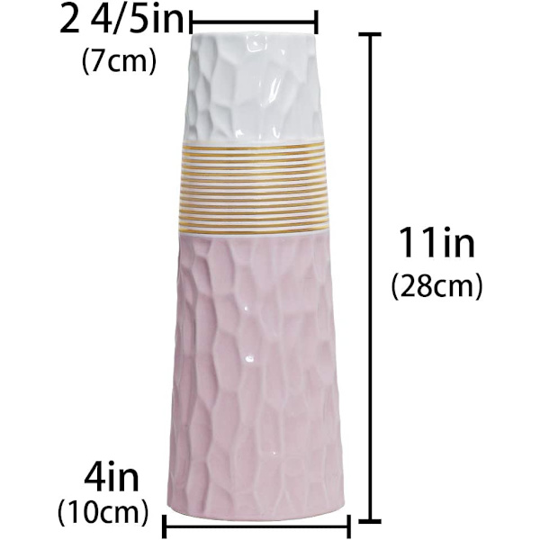 28cm Blomster Vase Rose Guld Hvid Keramisk Høj Design Dekorat