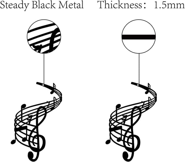 Metalvægkunst Musiknote Dekoration Notation Kunst Diskantnøgle Sort