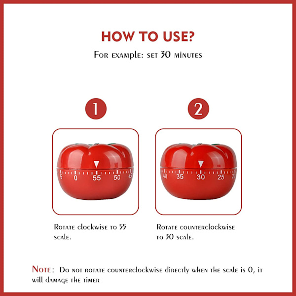 Mekaaninen keittiöajastin Countdown Tomato Timer