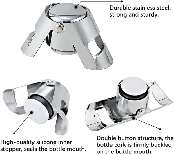 Gull-Champagne Stopper, 6PCS Rustfritt Stål Champagne Stopper K