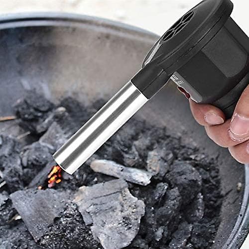 Grillblæser - Bærbar elektrisk grillventilator til udendørs camping BBQ sort