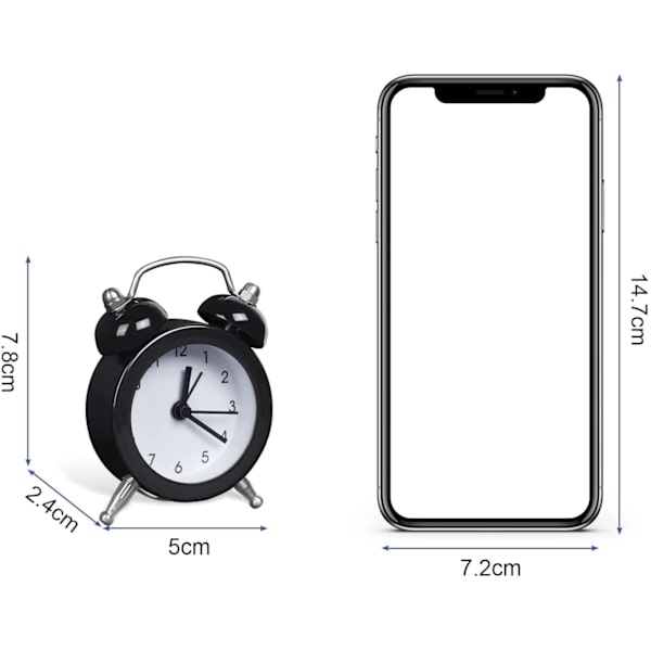 Klassisk klocka, Mini retro väckarklocka Hög ljud Batteridriven Sängbord