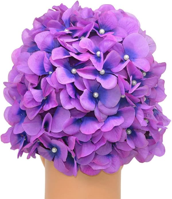 Lilla Retro Blomster Badehætte til Kvinder