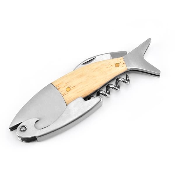 Lightwood Fish Corkscrew Vinkorkskrue Kreativ Rustfrit Stål