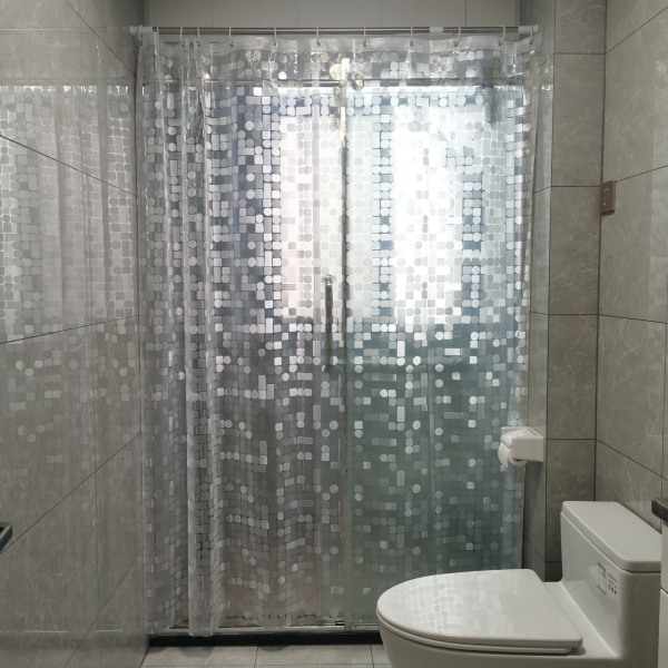 180 x 180cm Shower Curtain, Semi Transparent Geometric Bathroom