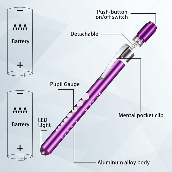 Sairaanhoitaja LED-kynävalaisin Mini uudelleenkäytettävä kynätaskulamppu Pieni kynälamppu
