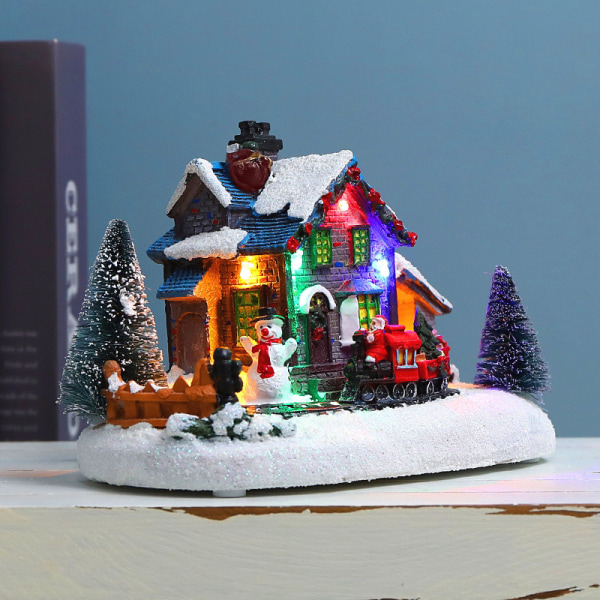 Julepynt LED lys sne hus glødende hytte ornamenter 018b | Fyndiq