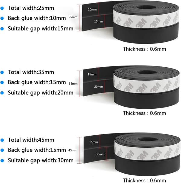 Silikon Dörrfönster Tätning 10m (35mm, Svart)