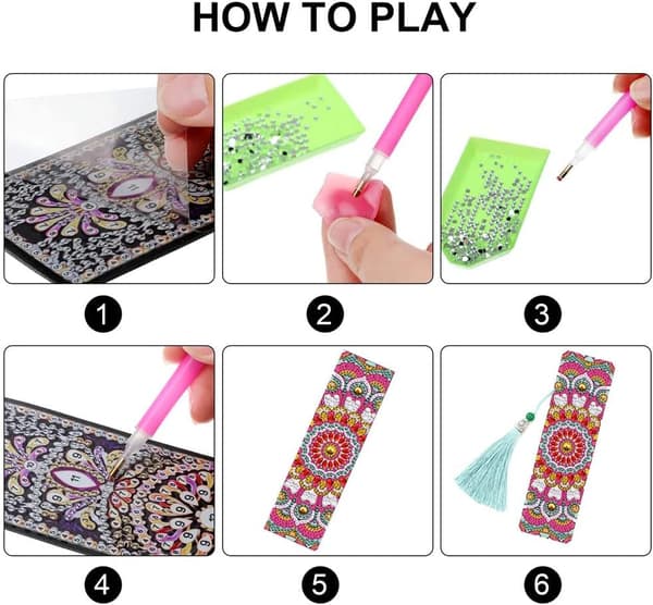 2 stk 5D Diamantmaleri Bokmerker (E, 210*60mm), Bokmerke Le