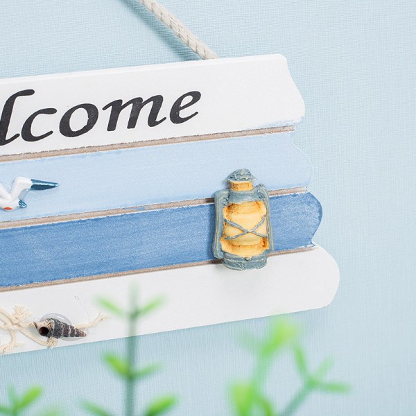 Middelhavet Nautical Wooden Welcome Sign, Beach Style Welc