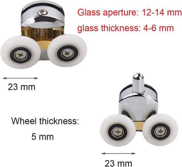 Duschdörrrullar, Plastdörrhjul, för DIY 4-6mm Glas, 2