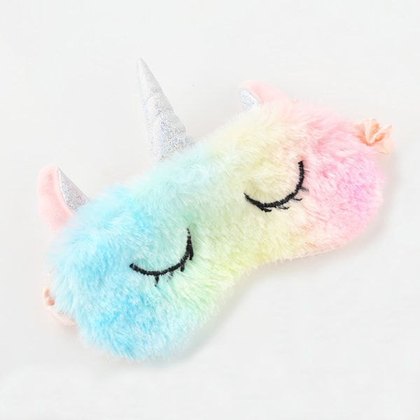 En färgglad unicorn barn kvinna flicka ögonmask, härlig unicorn plu