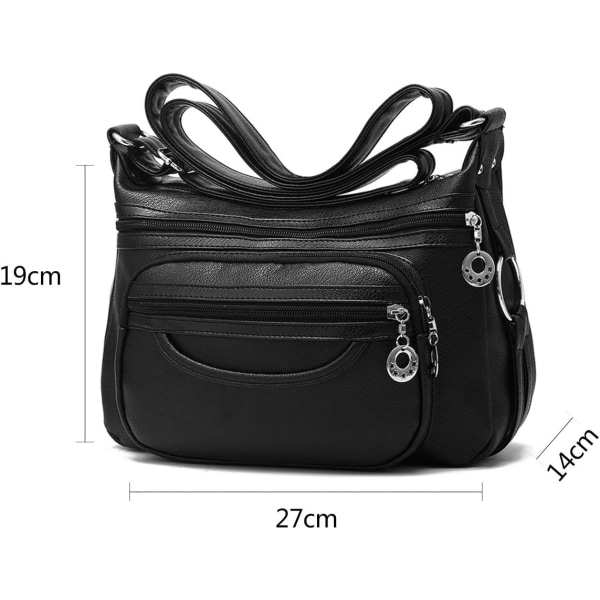 Dame Crossbody Bag, Cusual Multi-Pockets PU Lær Håndveske Sho