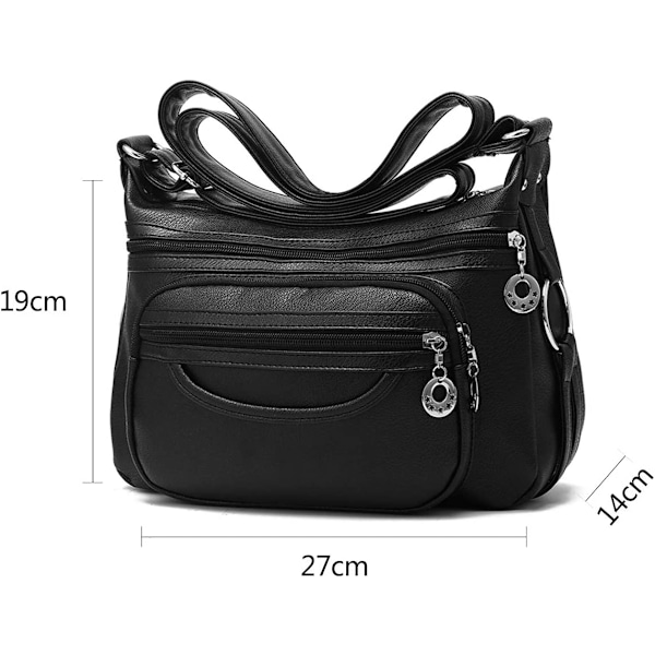 Kvinner Crossbody Bag, Cusual Multi-lommer PU lær håndveske Sho