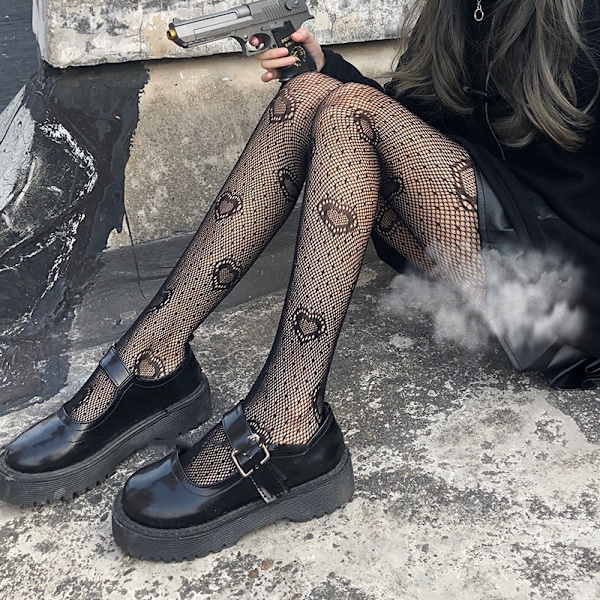 Fisknätsstrumpor Tights Tights Hög Midja Ihåliga (stort hjärta) för Kvinnor