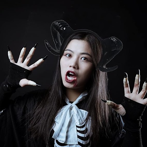 Sorte Gevirer Horn Gotisk Steampunk Djævel Dæmon Horn Hovedbøjle til Halloween Kostume Foto Rekvisitter