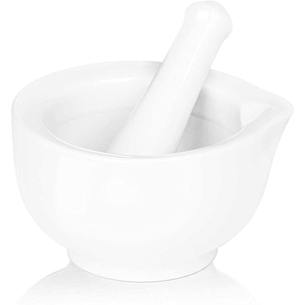Porcelænsmorter og støder, keramisk urtekværn pilleknuser S