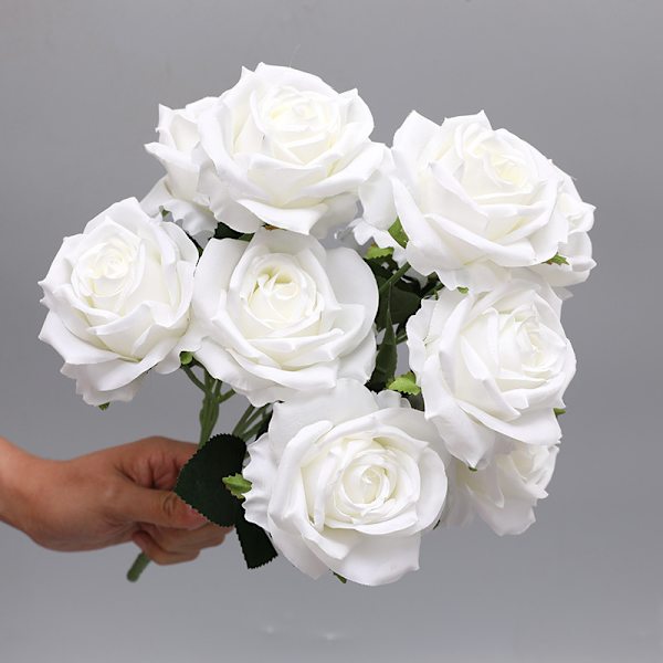 Falsk Silketrykk Blomst 10 PCS (Hvit), Enkelt Stengel Realistisk