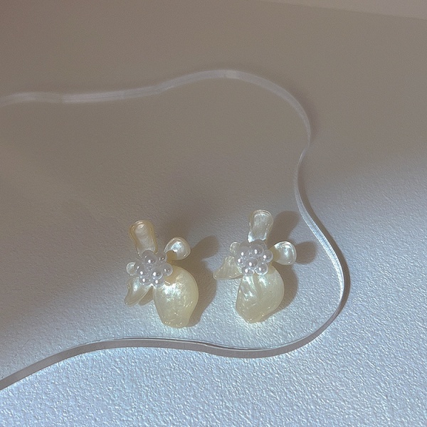 Fransk sølv små ferske perle øredobber blomst design mening