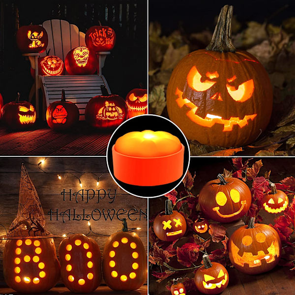 Halloween LED Gresskarlys Utendørs med Fjernkontroll og Timer, Batt