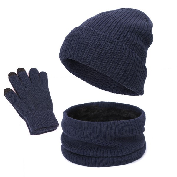 Men and women knitting beanie set autumn winter thickening p