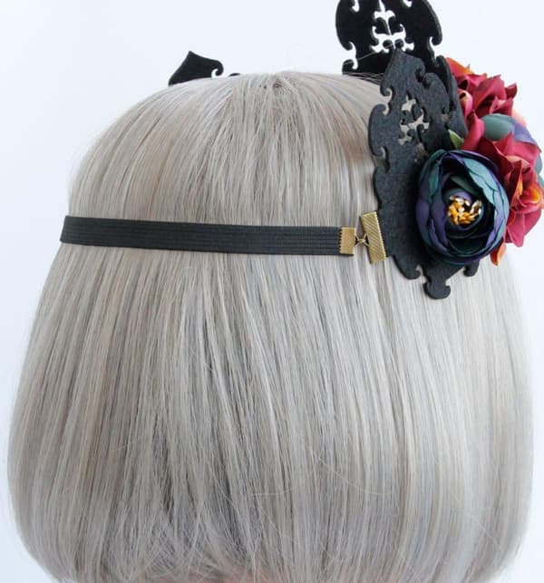 Blomsterkrone for kvinner Gotisk Dronningkrans Jenter Julehodeplagg Halloween Cosplay Hodebånd Fancy Fest Elastisk He