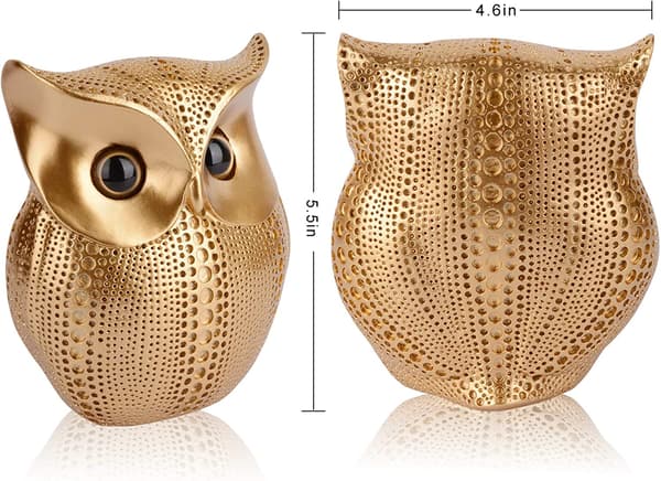 Uggla Staty Heminredning-Guld, Retro Buho Ugglor Figurer För Unik